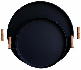 Serviravimo padėklų komplektas Hermia M0185-3, 51 cm x 3 cm, 51 cm, Ø 51 cm, 2 vnt., Juoda sp.