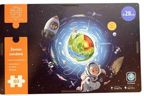 Koka puzle Buki Earth Space, 28 cm x 28 cm, 80 gab., daudzkrāsaina