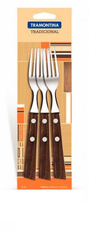 Šakutė Tramontina, nerūdijantysis plienas, maumedžio/sidabro, 3 vnt.