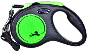 Automatinis pavadėlis Flexi New Neon, juoda sp./žalia sp., M 5m