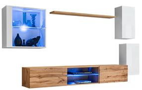 Sekcija ASM Switch XXIII, ąžuolo sp./balta sp., 250 cm x 40 cm x 140 cm