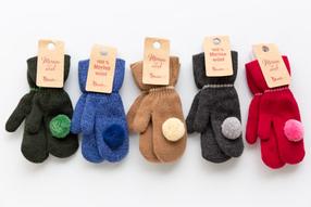 Cimdi, universāls Knitas dvigubos su bumbulais 874, daudzkrāsaina, 5-7