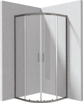 Dušas kabīne Deante Funkia Evo, pusapaļā, 80 cm x 80 cm x 195 cm, titāna krās./caurspīdīgs