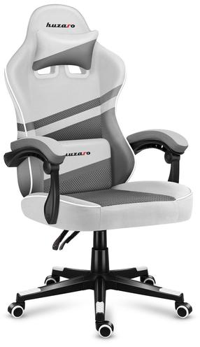 Игровой стул Huzaro Force 4.4, 50 x 50 x 115 - 125 см, белый цв./серый цв.