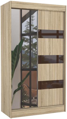 Spinta ADRK Toura, sonoma ąžuolo sp./šokolado sp., 120 cm x 61 cm x 215 cm, su veidrodžiu
