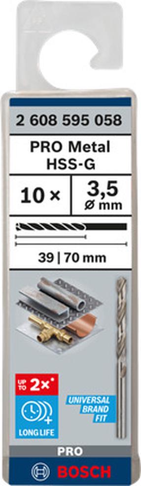 Metalo grąžtų rinkinys Bosch, metalas, hss-g, tiesus, 3.5 mm x 7 cm