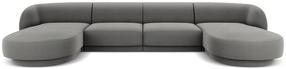 Dīvāns Micadoni Home Miley Velvet Panoramic, gaiši pelēka krās., 334 x 115 cm x 74 cm