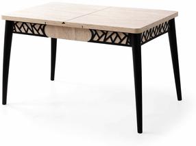 Valgomojo stalas išskleidžiamas Kalune Design Mira, juoda sp./travertine sp., 130 - 160 cm x 80 cm x 75 cm