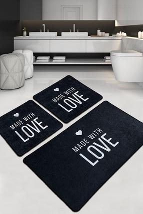 Vonios kilimėlių rinkinys Foutastic Con Amore 359CHL3269, balta sp./juoda sp., 100 cm x 60 cm