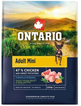 Sausā suņu barība Ontario Adult Mini Chicken & Sweet Potatoes, vistas gaļa, 2.25 kg