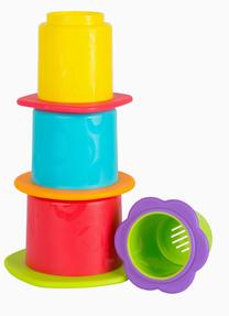 Vonios žaislų komplektas Playgro Chewy Stack And Nest Cups 187253, įvairių spalvų, 4 vnt.