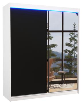 Skapis ADRK Viki, balta krās./melna krās., 58 cm x 180 cm x 215 cm, ar spoguli