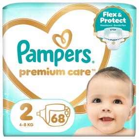 Autiņbiksītes Pampers Premium Care, 2 izmērs, 4 - 8 kg, 68 gab.