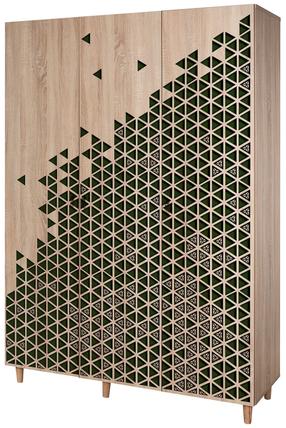 Spinta Kalune Design Mode 121, sonoma ąžuolo sp./žalia sp., 135 cm x 52 cm x 192 cm