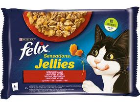 Šlapias kačių maistas Felix Sensations, jautiena, 0,085 kg x 4 vnt.