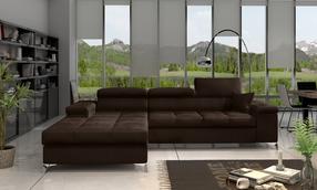 Kampinė sofa Ricardo Monolith 29, tamsiai ruda sp., kairinė, 205 x 280 cm x 90 cm