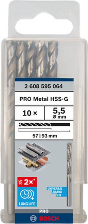 Metalo grąžtų rinkinys Bosch, metalas, hss-g, tiesus, 5.5 mm x 9.3 cm