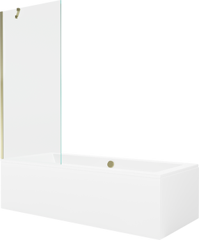 Vonia su sienele, laisvai pastatoma Mexen Cube, 170 cm x 80 cm x 39 cm, stačiakampis, skaidri sp./aukso sp.