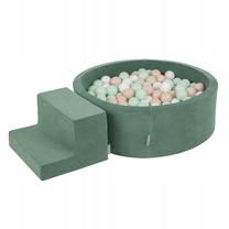 Aktyvumo centras KiddyMoon Velvet Ball Pool Round 200 Balls, ⌀ 90 cm, 200 vnt, ruda sp./balta sp.