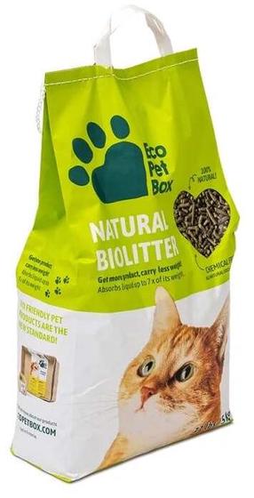 Kaķu smiltis EcoPetBox Natural Biolitter, koka skaidas ( necementējošās), 5 kg