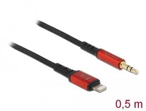 Kabelis Delock Audio 8P Lighting 86586 3.5 mm, Apple Lightning, 0.5 m, juoda sp./raudona sp.