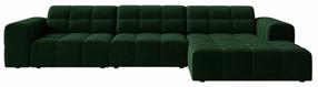 Kampinė sofa Cosmopolitan Design Chicago Bluvel 78, žalio stiklo sp., dešininė, 167 x 294 cm x 78 cm
