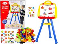 Magnetinė piešimo lenta, su priedais Lean Toys Creative, 106 cm, mėlyna sp./raudona sp./geltona sp.