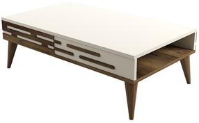 Kavos staliukas Kalune Design Valensiya, kreminė sp./riešuto sp., 105 cm x 60 cm x 34.6 cm