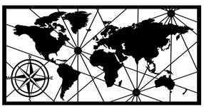 Seinadekoor Wallity World Map, 100 cm x 50 cm