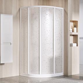Dušo kabina Ravak SuperNOVA SKCP4-80, pusapvalė, be padėklo, 80 cm x 80 cm x 195 cm, balta sp./plastmasinis