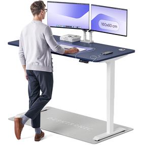 Kompiuterio stalas reguliuojamo aukščio Desktronic HomePro 40 853, 160 cm x 80 cm, 126 cm, mėlyna sp./balta sp.