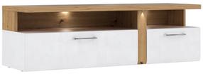 TV staliukas Forte Toluse, ąžuolo sp./balta sp., 54.1 cm x 163.2 cm x 50.7 cm
