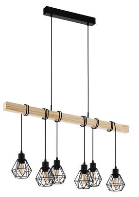 Šviestuvas kabinamas Eglo Townshend 5 43133, E27, 6 x 60 W, juoda sp. / ruda sp.