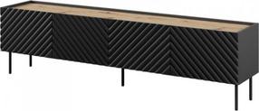 TV staliukas Cama Meble Onda, juoda sp., 40 cm x 200 cm x 35 - 54 cm
