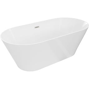 Vonia su sienele, laisvai pastatoma Mexen Luna Slim, 170 cm x 75 cm x 58 cm, ovalas, balta sp./matinio nikelio sp.