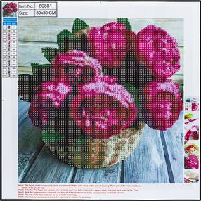 Dimantu mozaīka Centrum Flower Basket, rozā krās., 30 x 30 cm