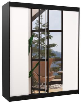 Riidekapp ADRK Balance 180, valge v./must v., 58 cm x 180 cm x 215 cm, peegliga