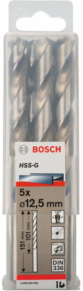 Metalo grąžtų rinkinys Bosch, metalas, hss-g, tiesus, 12.5 mm x 15.1 cm