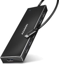 USB sadalītājs Axagon USB-C - 7 x USB 3.2 Gen 2 USB-C, 7 x USB, 0.3 m, melna krās.