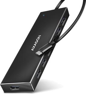 USB-разветвитель Axagon USB-C - 7 x USB 3.2 Gen 2 USB-C, 7 x USB, 0.3 м, черный цв.