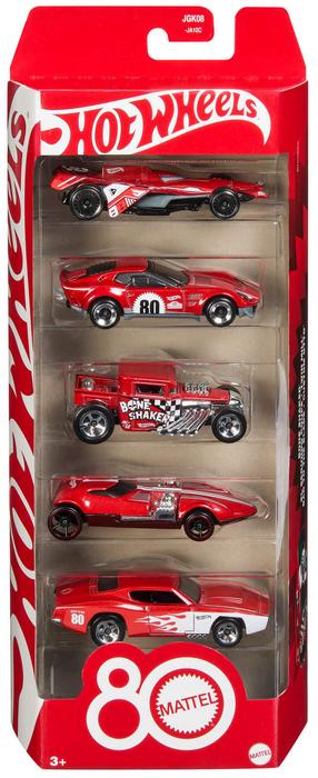  Наборы автомобилей Mattel Hot Wheels 80 JGK08, 1:64, красный цв.