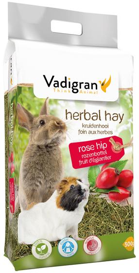 Väikeloomade toit Vadigran Herbal Hay Rose Hip, tšintšiljadele/küülikutele/merisigadele, 0.5 kg