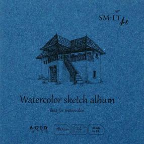 Joonistuspaber Smiltainis Watercolor Sketch, 14x14 cm, 280 g/m², valge v., 14 cm x 14 cm, 24 lk. tk.