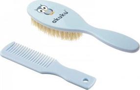 Щётка и расчёска для младенцев Akuku Brush & Comb Set, 0 мес., синий цв.