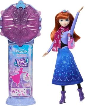 Кукла с аксессуарами Mattel Frozen Jewel Reveal Anna, 28 см, синий цв.