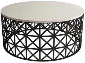 Kavos staliukas Kalune Design Selin Metal Ferforje, juoda sp./kreminė sp., 90 cm x 90 cm x 38 cm