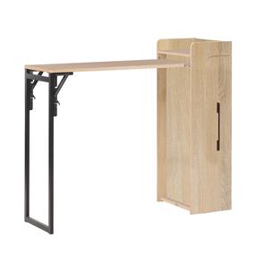 Baro stalas Home4you Hedvig, ąžuolo sp./juoda sp., 44.5 cm x 122 cm x 108 cm