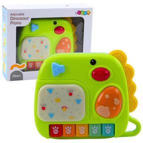 Rotaļu klavieres, dinozaurs Lean Toys Adorable, 17.5 cm, zaļa krās.