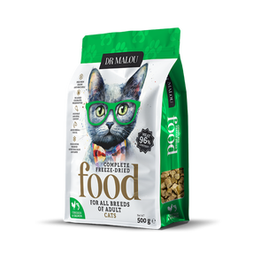 Sausas kačių maistas Dr Malou Freeze Dried, vištiena/lašiša, 0.5 kg