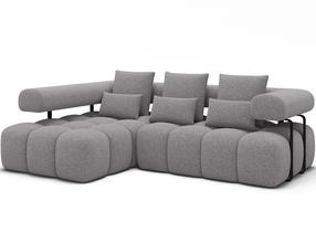 Kampinė sofa Levvi, pilka sp., 184 x 260 cm x 102 cm